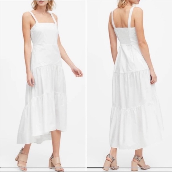Banana Republic Poplin Tiered Maxi Dress - White - Picture 1 of 6